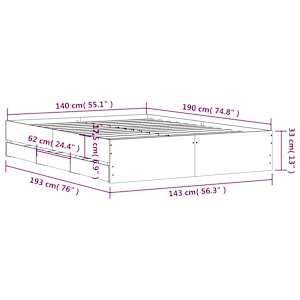 Rám postele se zásuvkami bílý 140 x 190 cm kompozitní dřevo - obrázek 11
