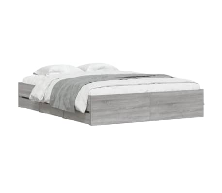 vidaXL Bettgestell mit Schubladen Grau Sonoma 140x190 cm Holzwerkstoff