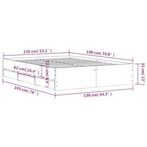 Rám postele se zásuvkami bílý 135 x 190 cm kompozitní dřevo - obrázek 11