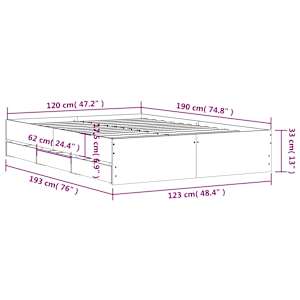 Rám postele se zásuvkami bílý 120 x 190 cm kompozitní dřevo - obrázek 11