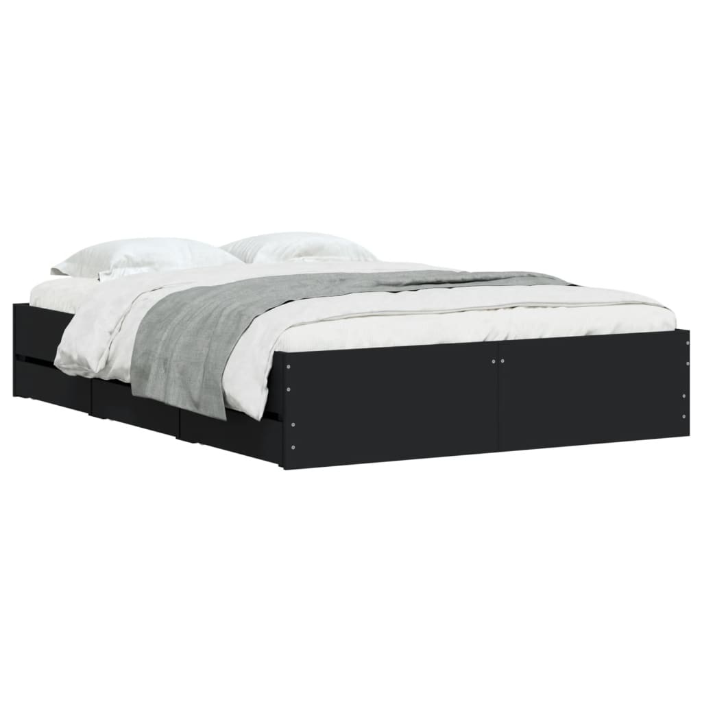 vidaXL Bedframe met lades bewerkt hout bruin eikenkleur 120x190 cm afbeelding