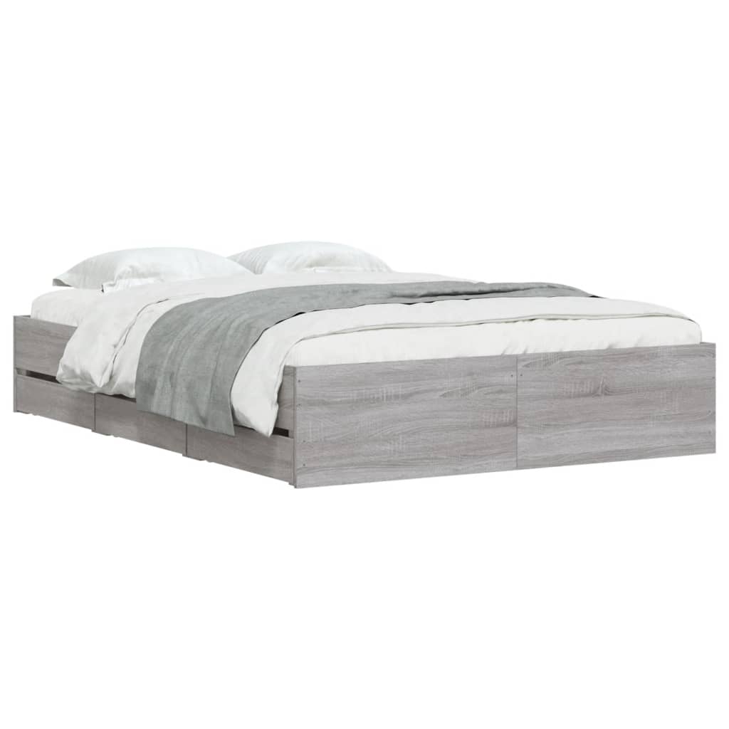 vidaXL Bedframe met lades bewerkt hout grijs sonoma eiken 120x190 cm afbeelding