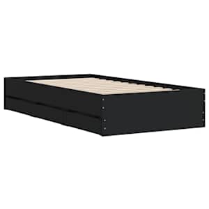 Rám postele se zásuvkami černý 75 x 190 cm kompozitní dřevo - obrázek 4