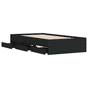 Rám postele se zásuvkami černý 75 x 190 cm kompozitní dřevo - obrázek 5