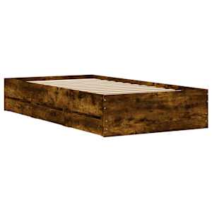Rám postele se zásuvkami kouřový dub 75x190 cm kompozitní dřevo - obrázek 8
