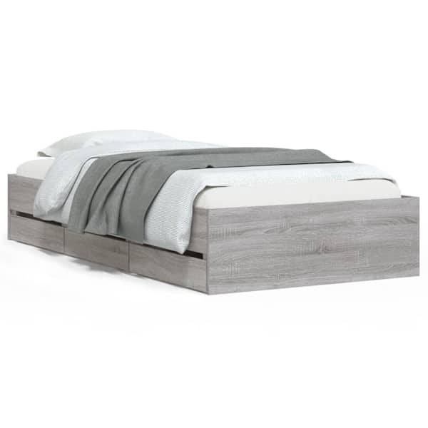 vidaXL voodiraam sahtlitega, hall Sonoma tamm, 75x190 cm, tehispuit