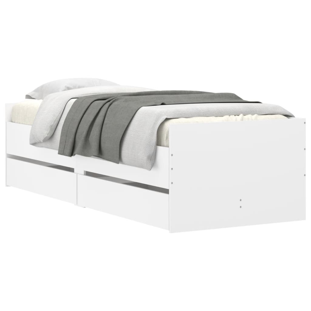 vidaXL Bedframe met lades wit 100x200 cm afbeelding