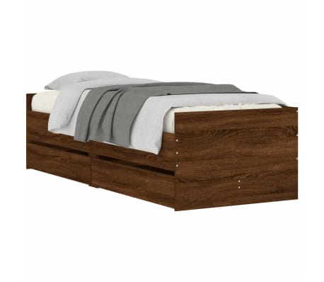 vidaXL Estrutura de cama com gavetas 100x200 cm carvalho castanho