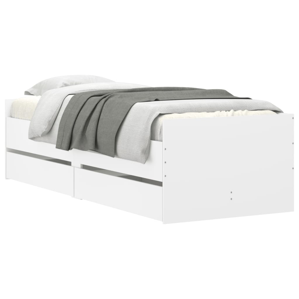 vidaXL Bedframe met lades wit 90x200 cm afbeelding