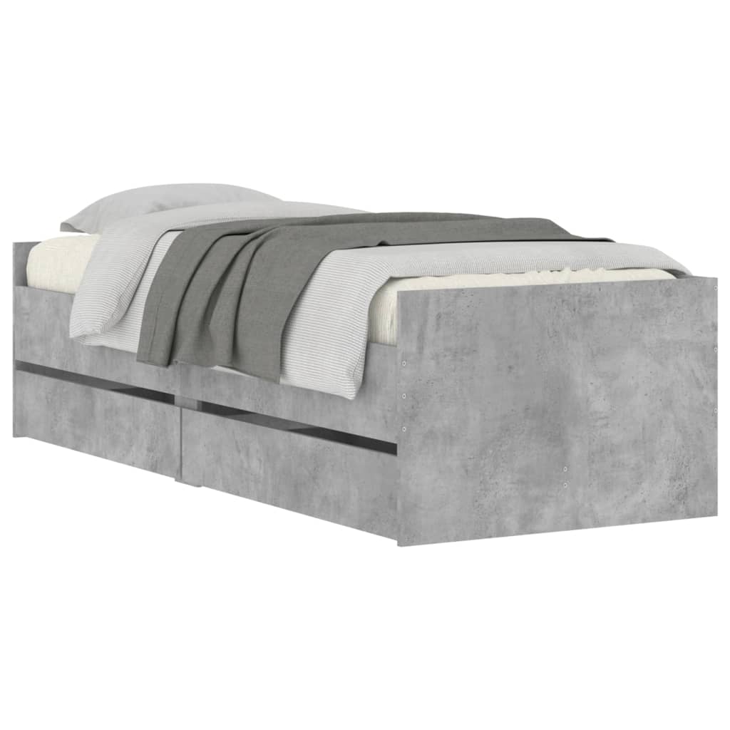 vidaXL Bedframe met lades betongrijs 90x190 cm afbeelding
