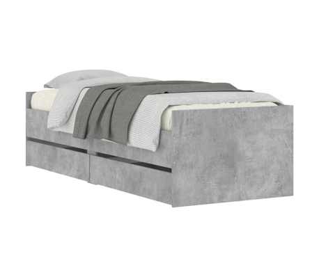 vidaXL Cadre de lit avec tiroirs sans matelas gris b&eacute;ton 90x190 cm