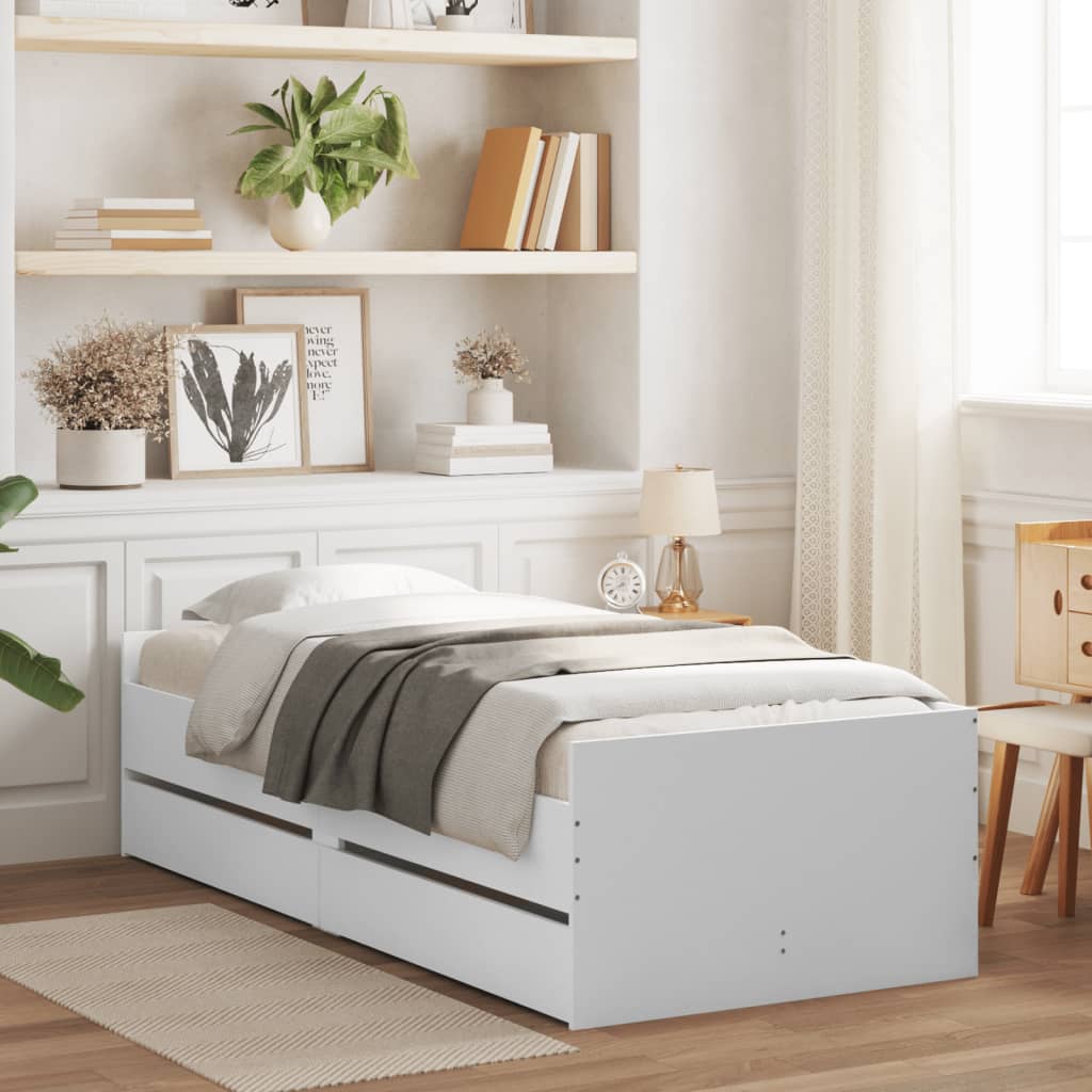 Rám postele se zásuvkami bílý 75 x 190 cm Small Single