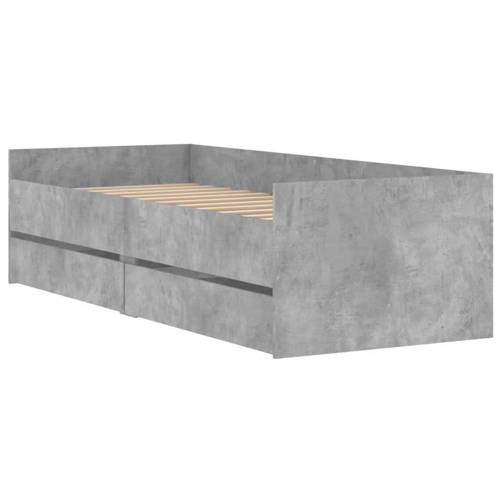 Thumbnail - vidaXL Bett mit Schubladen Betongrau 75x190 cm