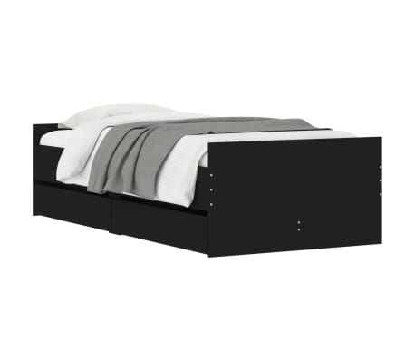 vidaXL Bed Frame with Drawers without Mattress Black 100x200 cm