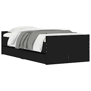 vidaXL Bed Frame with Drawers without Mattress Black 100x200 cm