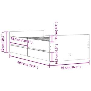 Rám postele se zásuvkami kouřový dub 90 x 200 cm - obrázek 11