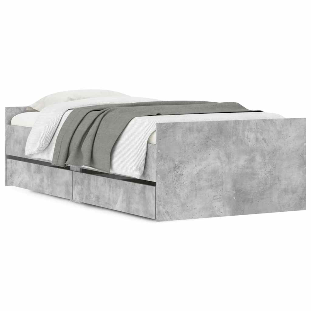 vidaXL Rám postele se zásuvkami betonově šedý 90 x 190 cm