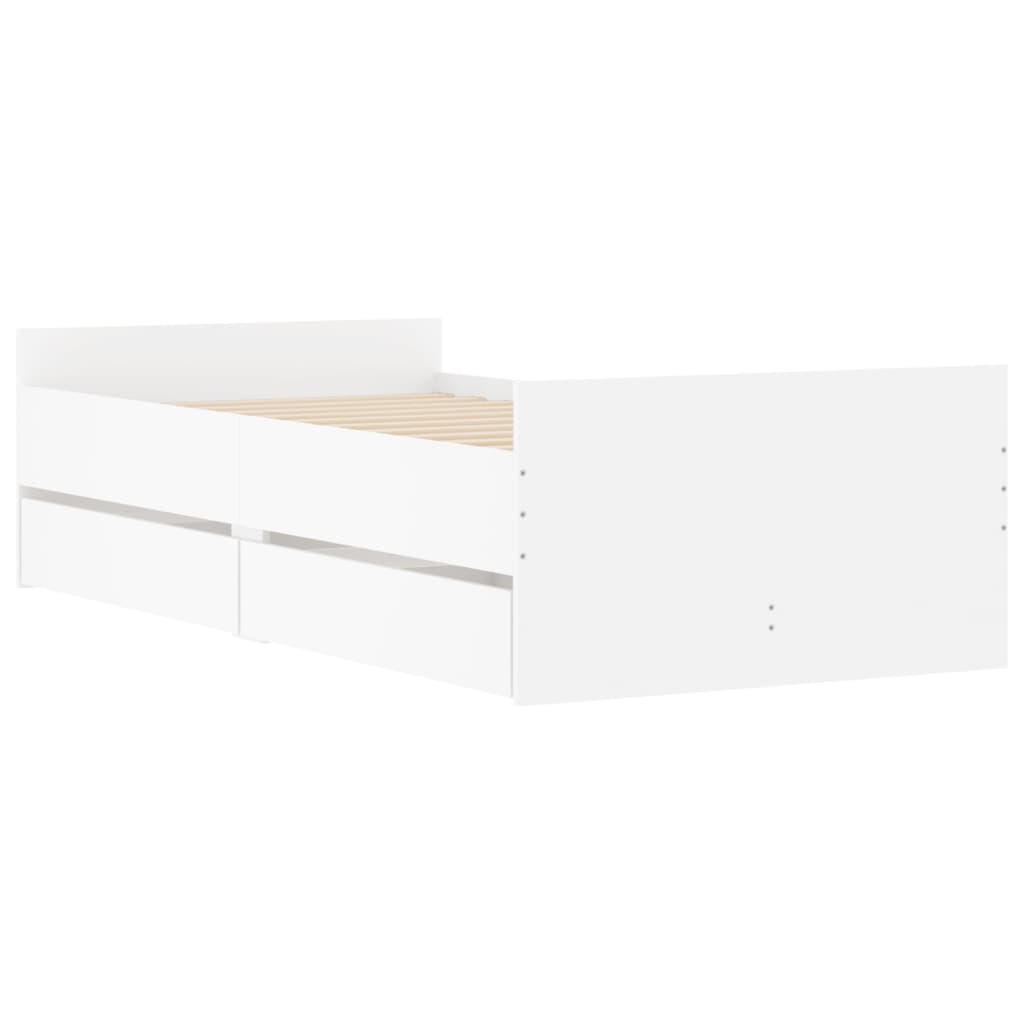 vidaXL Bedframe met lades wit 75x190 cm Small Single afbeelding