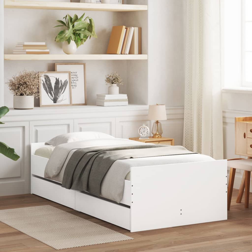 Rám postele se zásuvkami bílý 75 x 190 cm Small Single