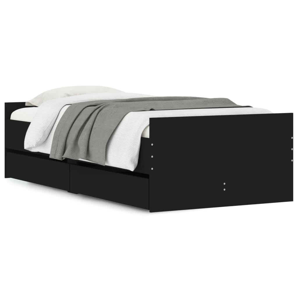 vidaXL Bedframe met lades zwart 75x190 cm Small Single, foto 3