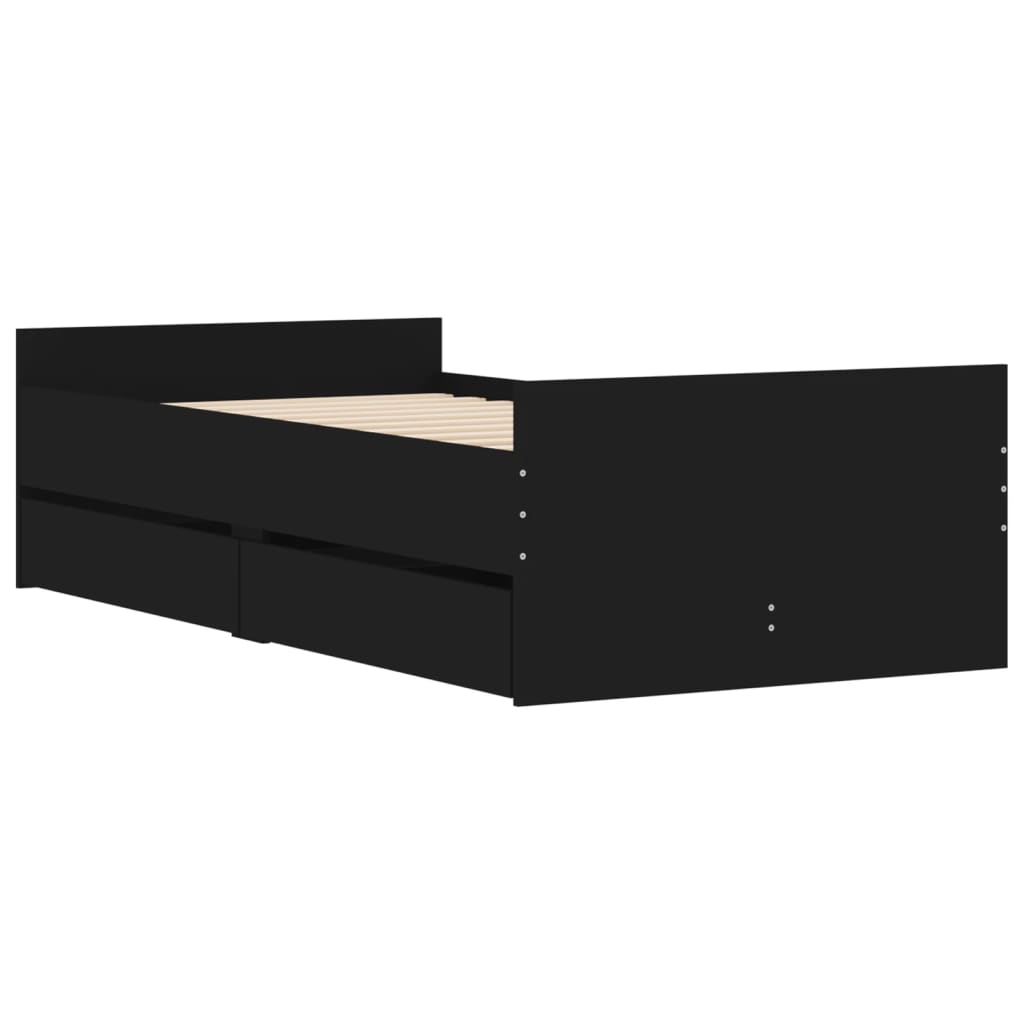 vidaXL Bedframe met lades zwart 75x190 cm Small Single afbeelding