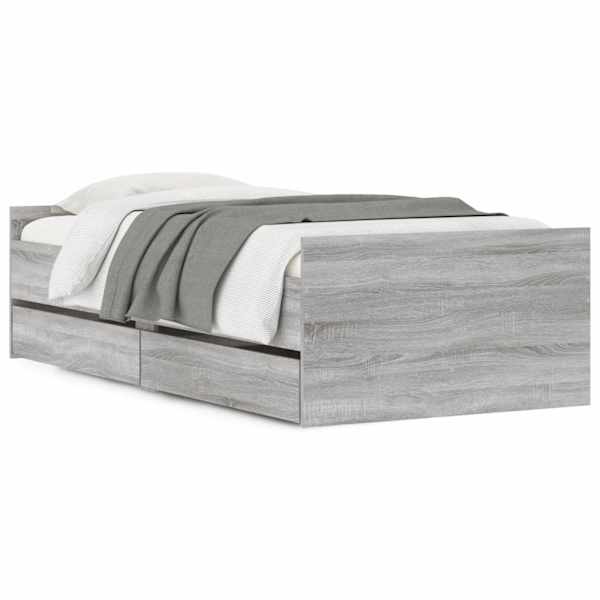 vidaXL voodiraam sahtlitega, hall Sonoma tamm, 75 x 190 cm