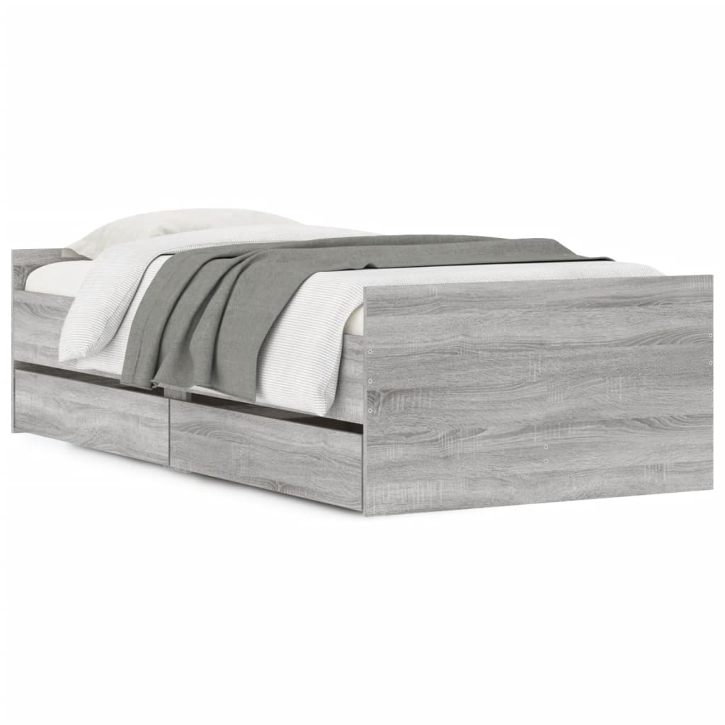 vidaXL Bedframe met lades grijs sonoma eiken 75x190 cm Small Single, foto 3