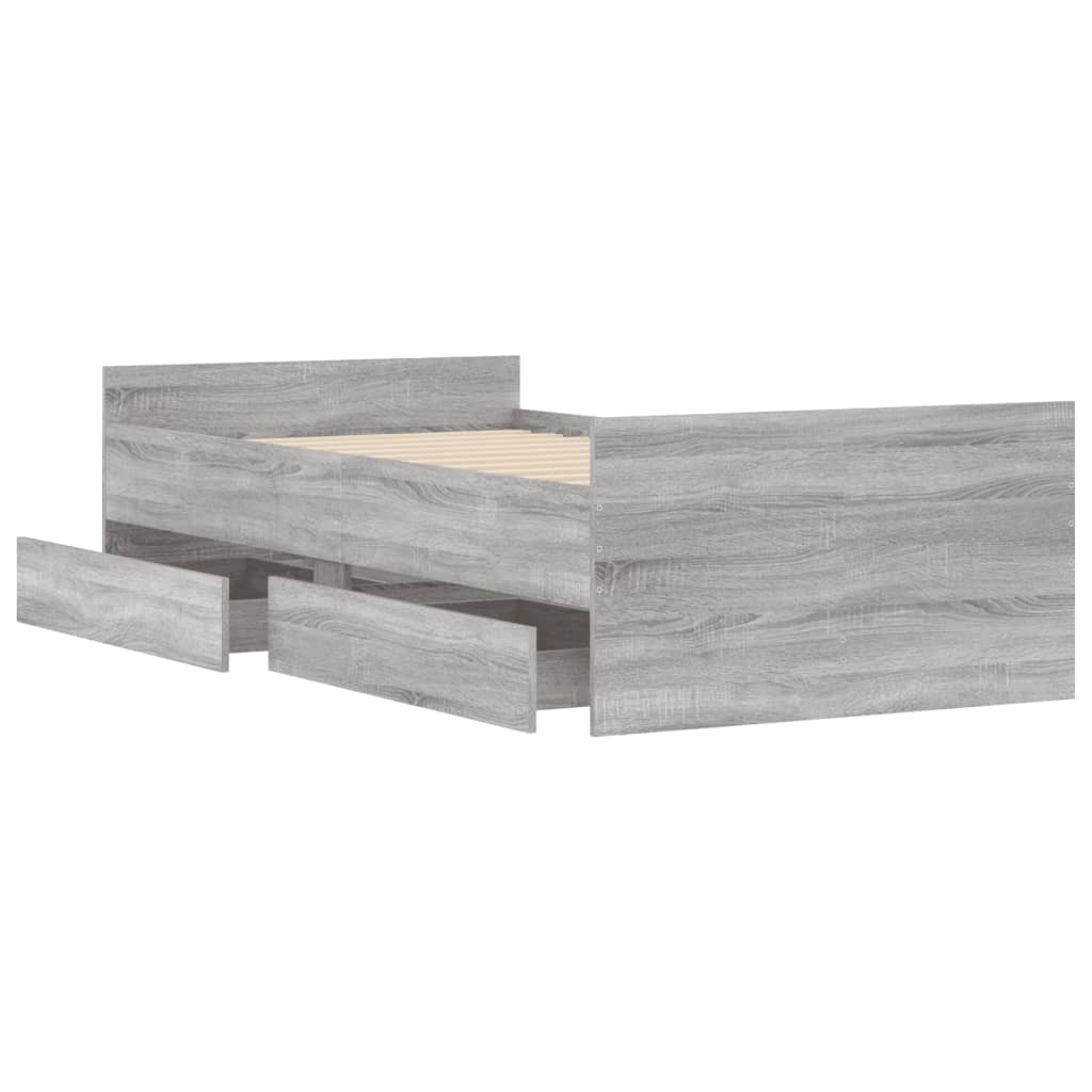 vidaXL Bedframe met lades grijs sonoma eiken 75x190 cm Small Single, foto 4