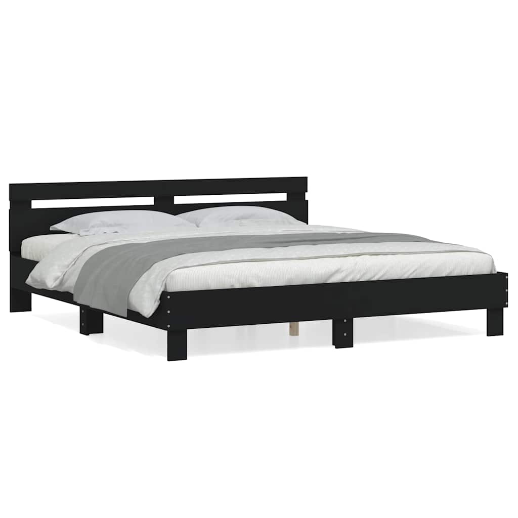 E-shop vidaXL Posteľný rám s čelom čierny 180x200 cm kompozitné drevo