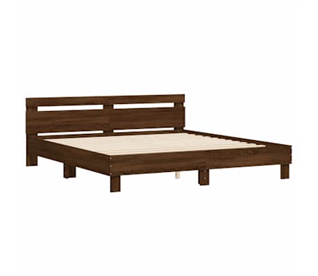 vidaXL Bed Frame without Mattress Brown Oak 180x200 cm Super King
