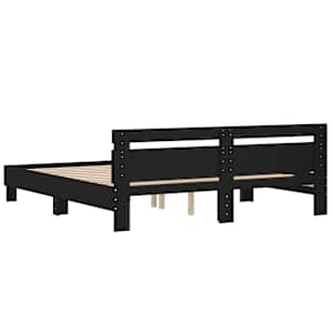 Rám postele s čelem černý 160 x 200 cm kompozitní dřevo - obrázek 7