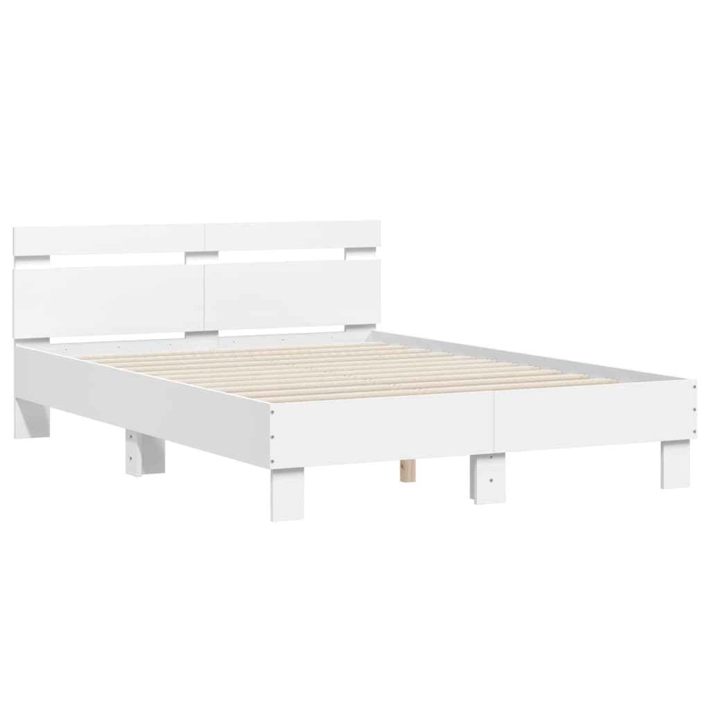vidaXL Bedframe met hoofdbord bewerkt hout wit 120x200 cm afbeelding