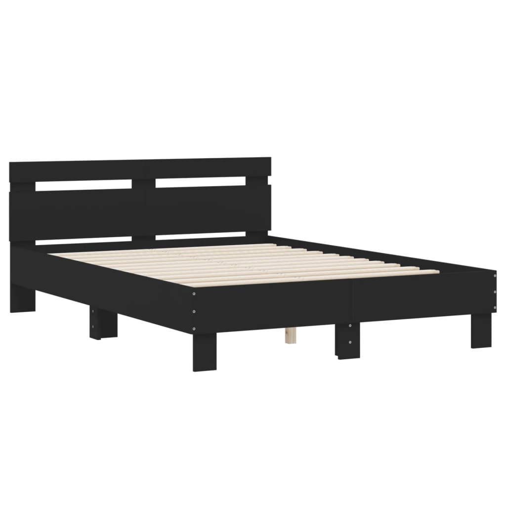 vidaXL Bedframe met hoofdbord bewerkt hout zwart 120x200 cm afbeelding