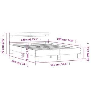 Rám postele s čelem bílý 140 x 190 cm kompozitní dřevo - obrázek 10