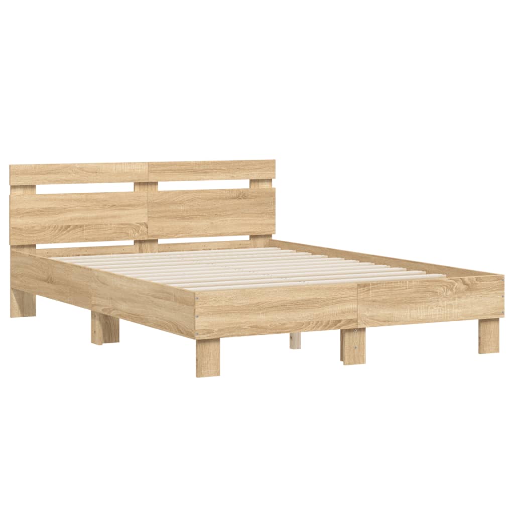 vidaXL Bedframe met hoofdeinde bewerkt hout sonoma eiken 120x190 cm afbeelding