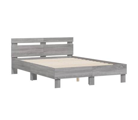 vidaXL Bedframe met hoofdeinde grijs sonoma eiken 120x190 cm