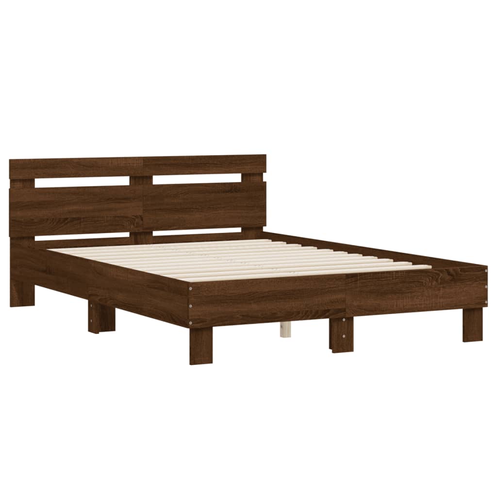 vidaXL Bedframe met hoofdeinde bruin eikenkleur 120x190 cm afbeelding