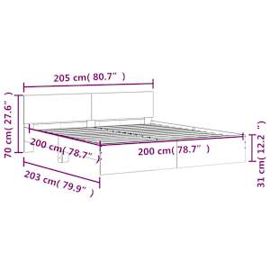 Rám postele s čelem bílý 200 x 200 cm - obrázek 10