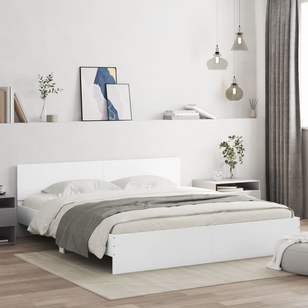 vidaXL Cadru de pat cu tăblie, alb, 200x200 cm