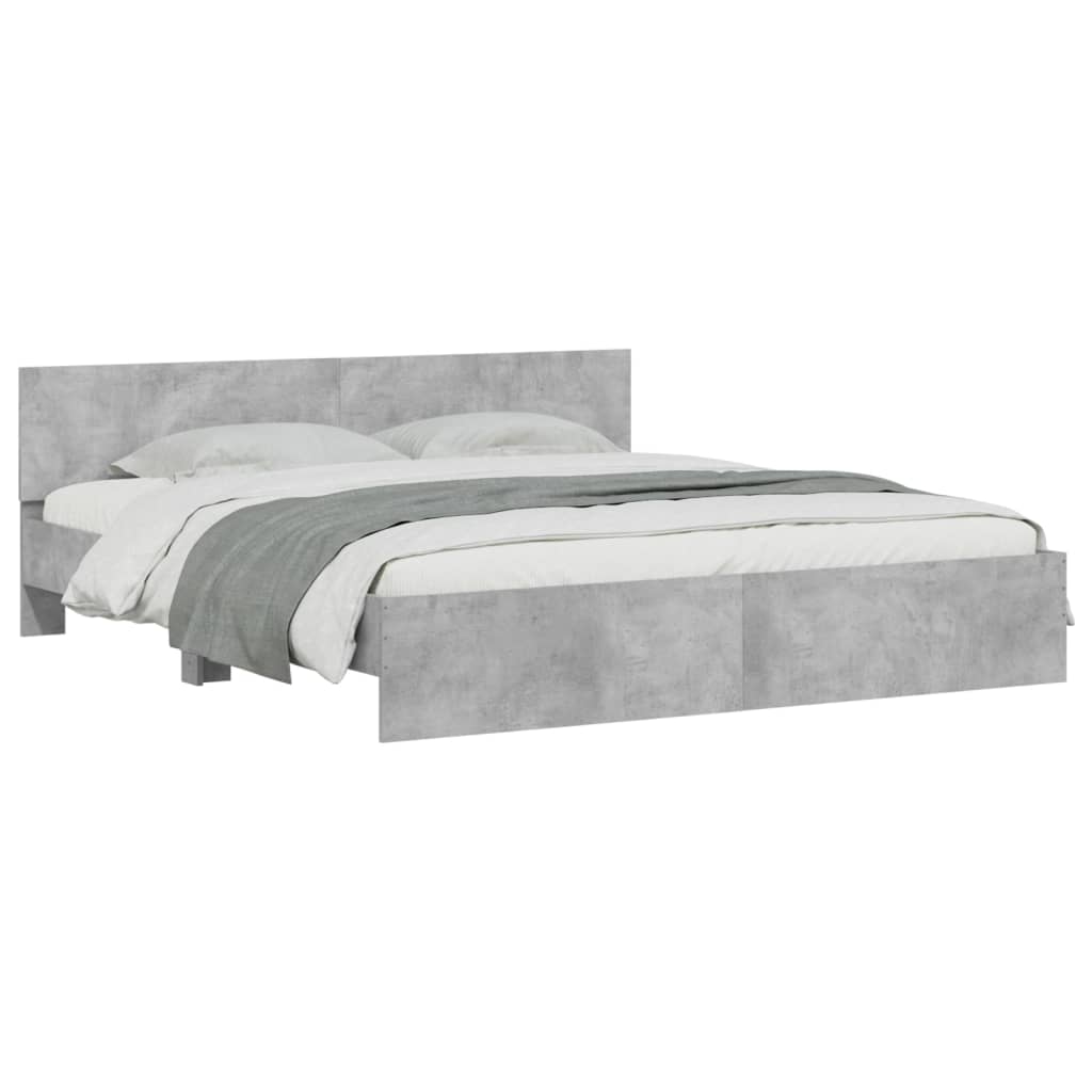 vidaXL Bedframe met hoofdeinde betongrijs 200x200 cm afbeelding