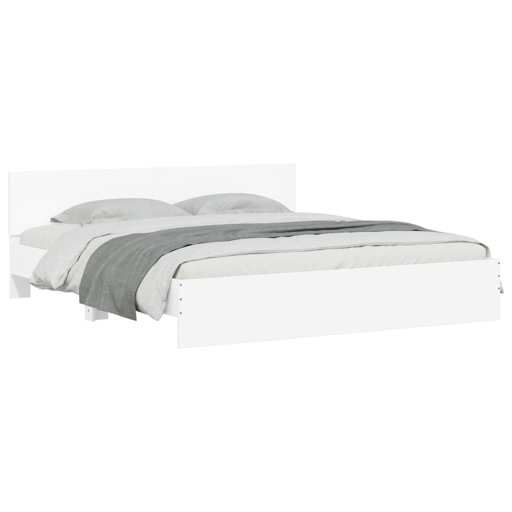 vidaXL Bedframe met hoofdeinde wit 180x200 cm afbeelding