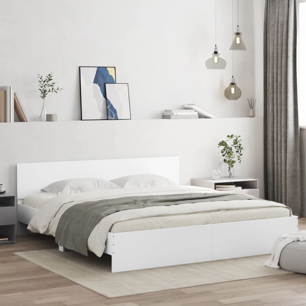 vidaXL Cadru de pat cu tăblie, alb, 180x200 cm