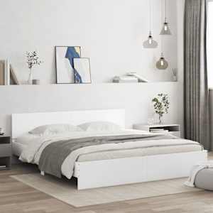 Posteljni okvir z vzglavjem bel 180x200 cm