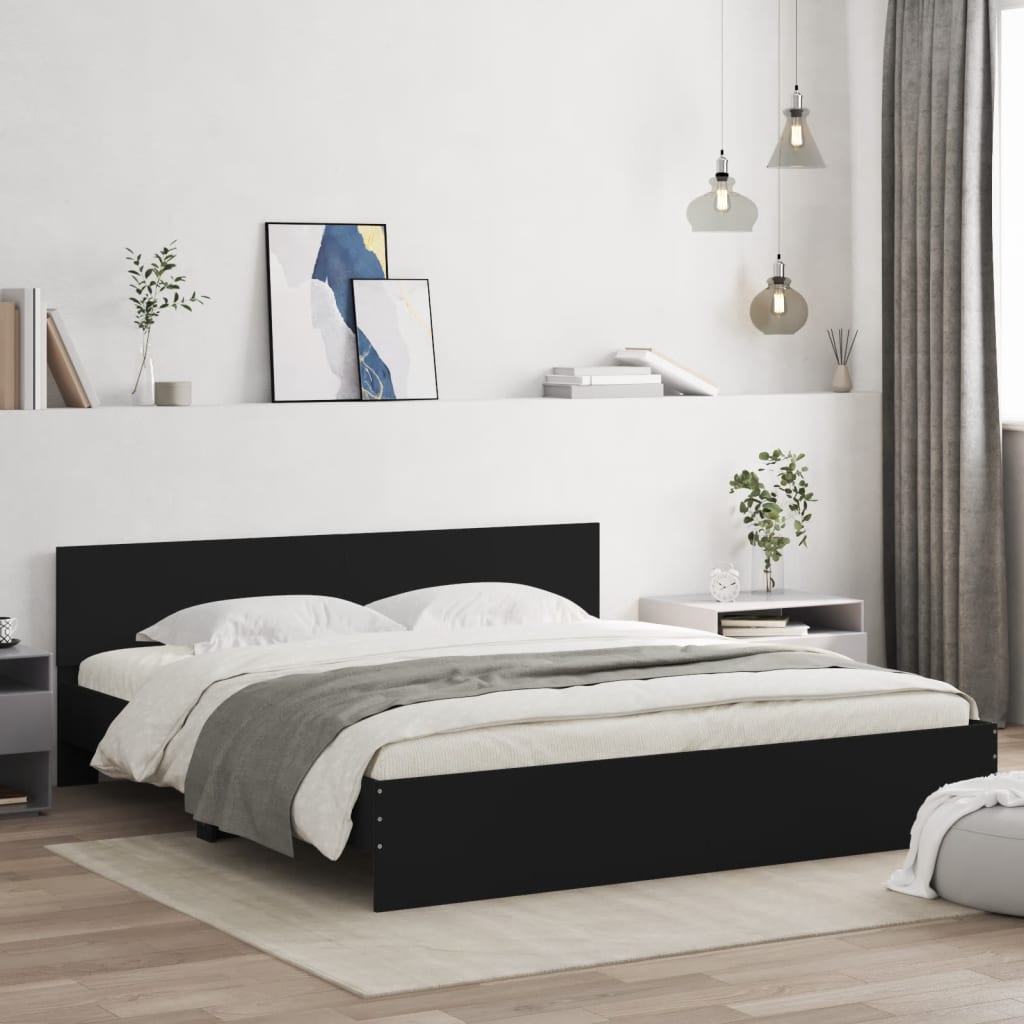 vidaXL Cadru de pat cu tăblie, negru, 180x200 cm