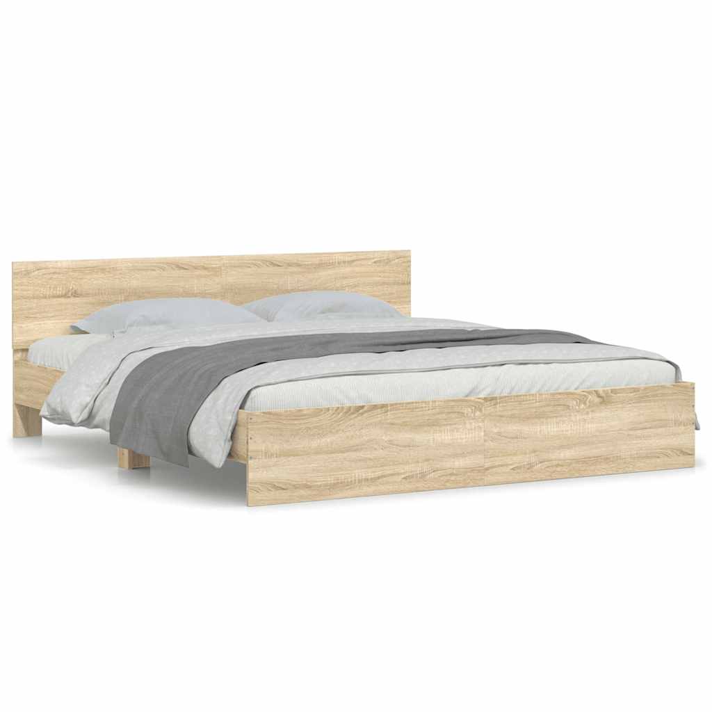Thumbnail - vidaXL Bettgestell mit Kopfteil Sonoma-Eiche 160x200 cm