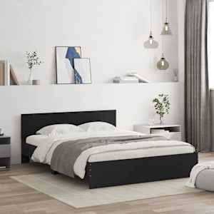 Posteljni okvir z vzglavjem črn 150x200 cm