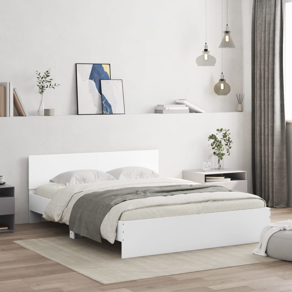 vidaXL Cadre de lit avec tête de lit blanc 140x200 cm