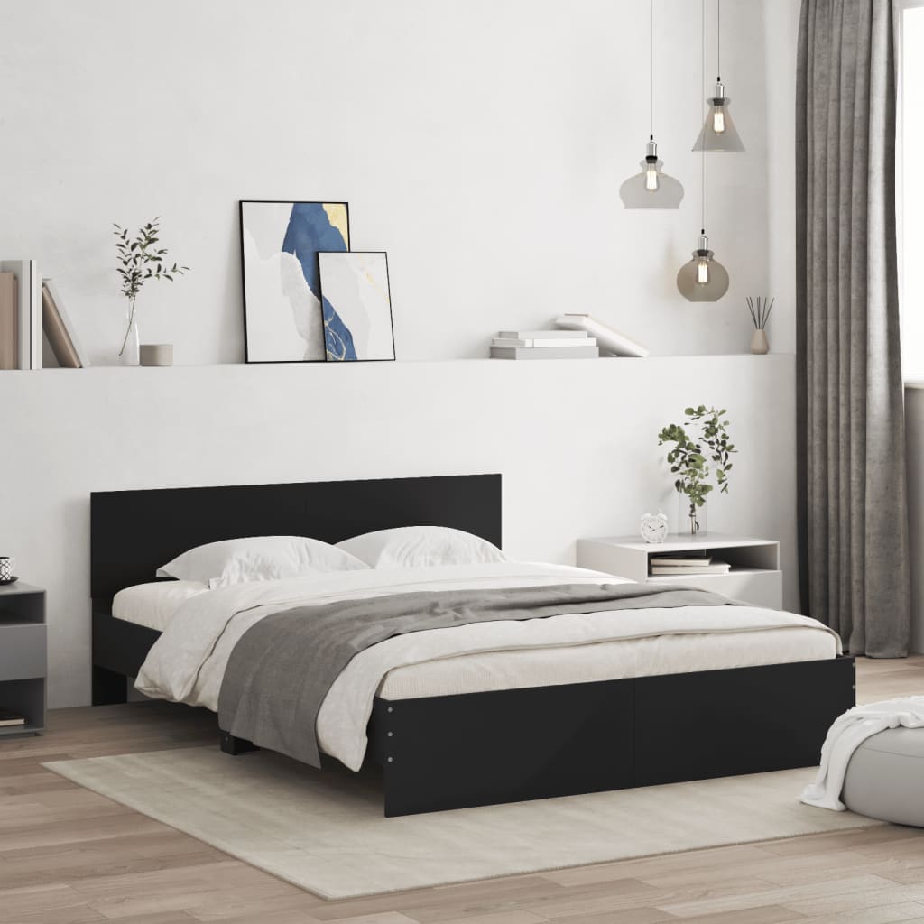 vidaXL Cadru de pat cu tăblie, negru, 140x200 cm