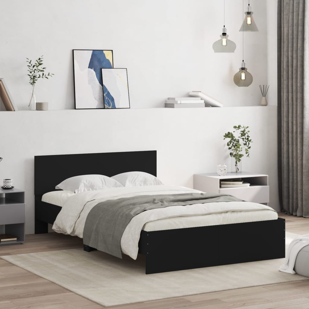vidaXL Cadru de pat cu tăblie, negru, 120x200 cm