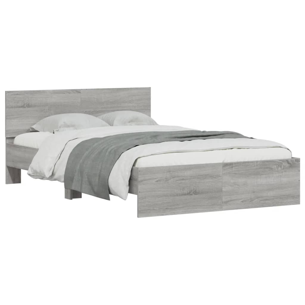 vidaXL Bedframe met hoofdeinde grijs sonoma eikenkleurig 120x200 cm afbeelding